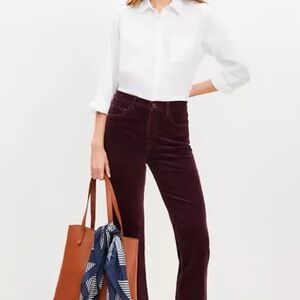 LOFT Burgundy Straight Leg Corduroy Pants